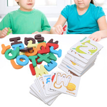 Holzbuchstaben-Kartensatz für Kinder, Puzzles zum Zuordnen, ab 3 Jahren