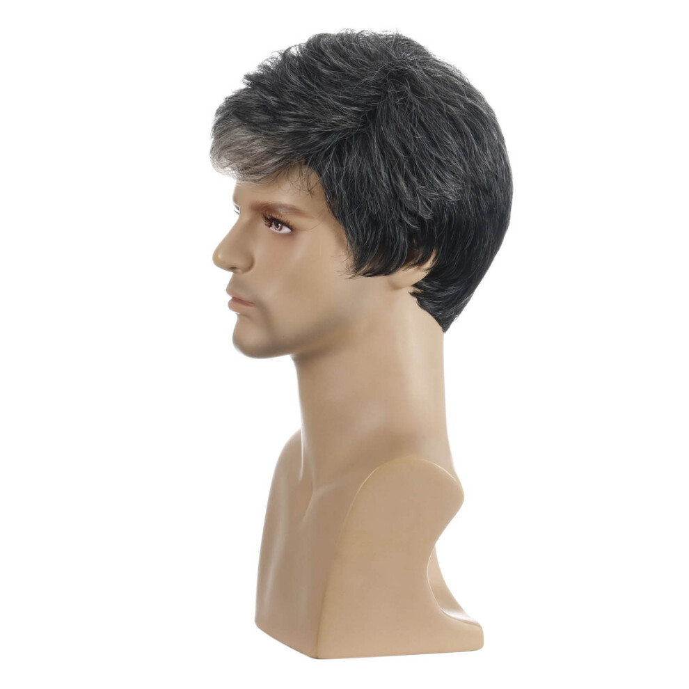 Unisex Hairpieces Fashionable Man Wig European And American Men's Fluffy Short Hair Natural Hairline Toupees Human Hair For Men With High Hairline