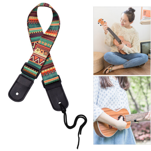 Adjustable Ukulele Strap Soft Polyester Shoulder Belt with Plastic Buckle Hanging Rope for Ukulele 2