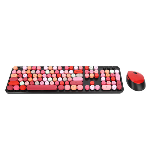Punk Keyboard Mouse Set Wireless Retro Office Gaming Universal Computer AccessoriesSWEET Lipstick Mixed Color