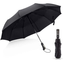 Regenschirm - Hicollie - Automatisches Zusammenklappen - Robuster Stahl - 10 Streben - Schwarz