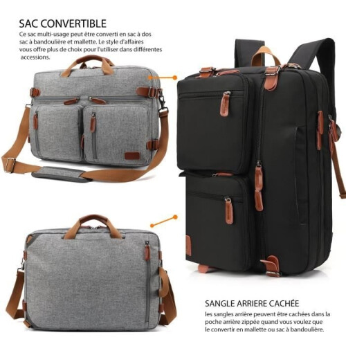Coolbell Convertible Laptop-Rucksack 17,3 Zoll - Grau 1