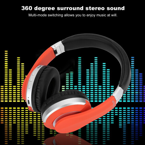 Foldable Bluetooth Headset Wireless Over Ear Stereo Headsets with Mic Gaming HeadphoneOrange 2