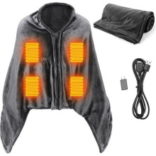 PIMPIMSKY 150 x 80 cm Elektrische Heizdecke, waschbarer und tragbarer Flanellschal, USB, 3 Temperaturen und 8 Heizzonen