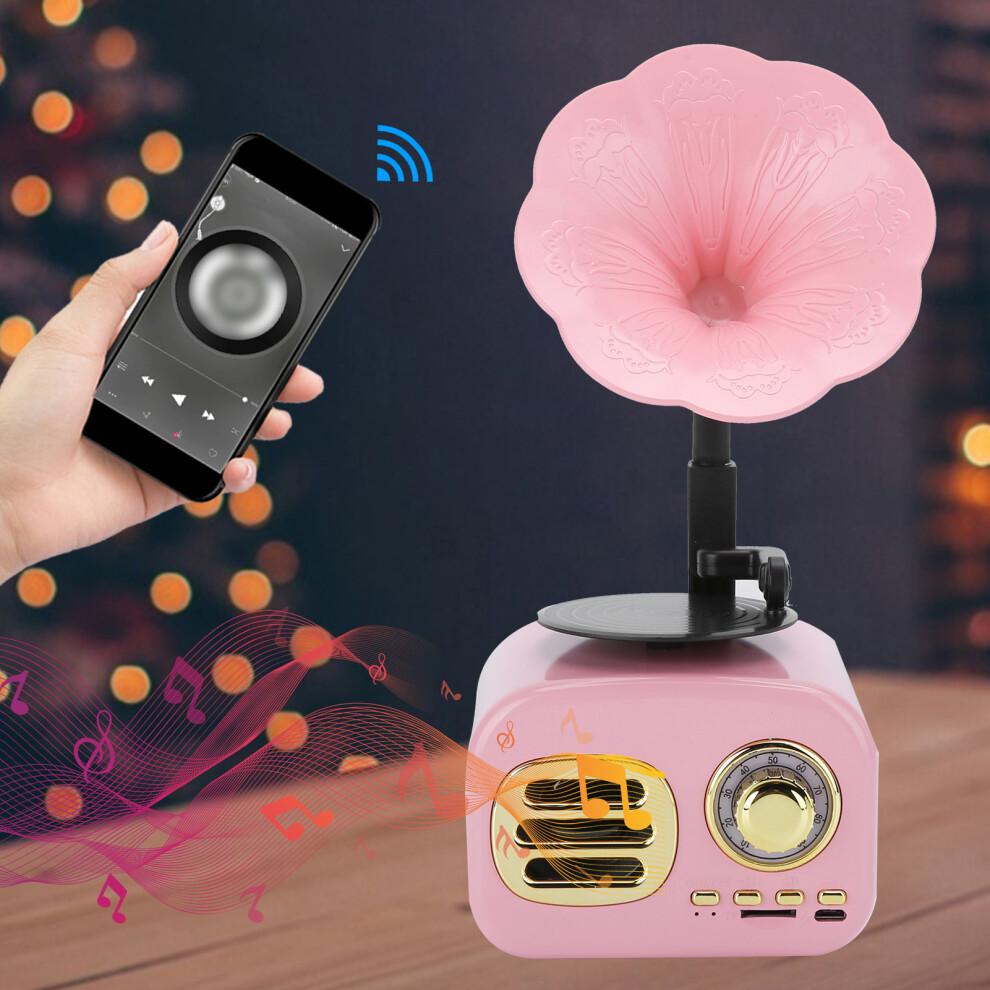 Portable Phonograph Vintage Retro Bluetooth Speaker Loudspeaker Box Equipment Accessorypink 4941323373104