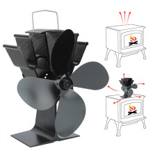 Heat Powered 4 Blade Fireplace Stove Fan Wood Log Burner Fan for Home Heat Circulation