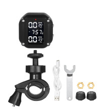 Waterproof Motorcycle Tire Pressure Monitoring System 7 Alarm Modes Auto Wake Up and Sleep Magnetic Charging Port with 2 External Sensors