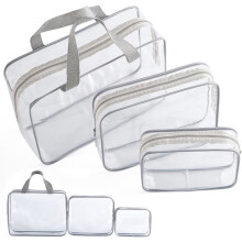 3 Stück durchsichtige Kulturtasche, transparente Kulturtasche, wasserdichte Make-up-Tasche aus PVC, multifunktionale Reisetasche, für das Badezimmer