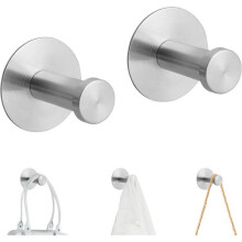 2er-Set selbstklebende Wandhaken aus Edelstahl, stabil und ohne Bohren.