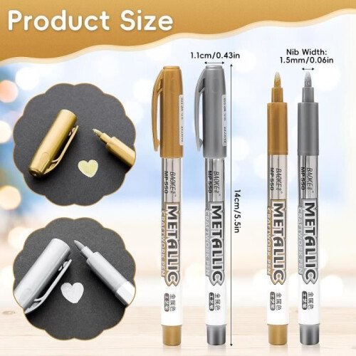 16er Set Permanentmarker, Gold und Silber, glänzend, Glitter zum Bemalen 1