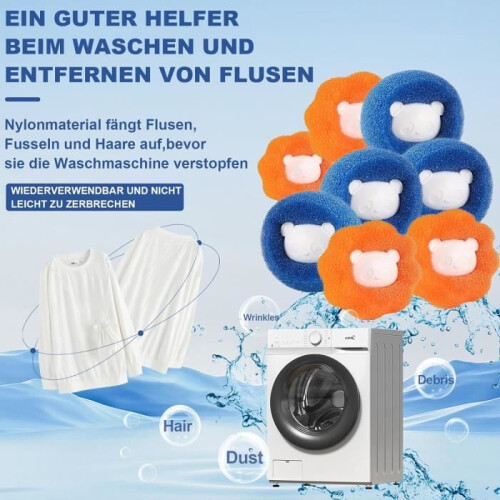 8er-Pack wiederverwendbare Haarfänger für die Waschmaschine, Haarballfänger 2