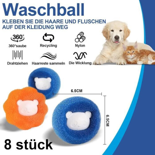 8er-Pack wiederverwendbare Haarfänger für die Waschmaschine, Haarballfänger 1