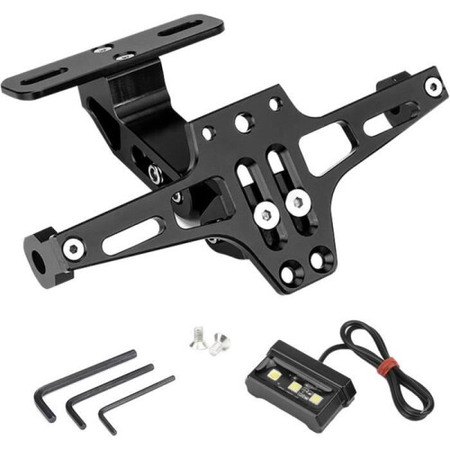 Motorrad Kennzeichenhalter, Universal Kennzeichenhalter, mit Kennzeichenleuchte, Kennzeichenhalterung