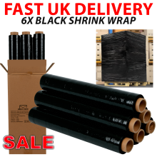 6 x BLACK PALLET STRETCH SHRINK WRAP STRONG ROLLS CAST PARCEL PACKING CLING FILM