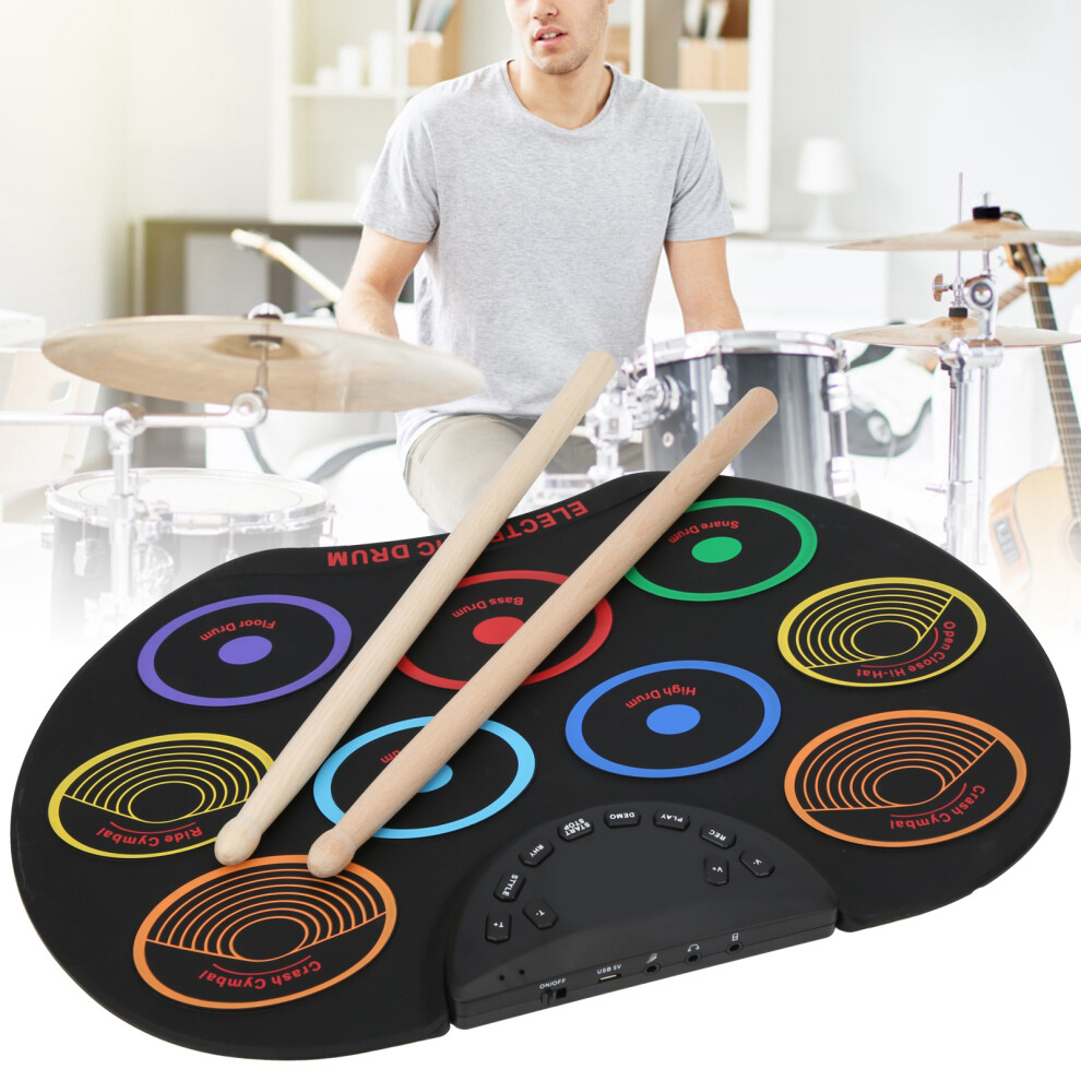 Electronic Drum Pad Portable Colored Hand Rolled Adult Beginner Percussion Instrument