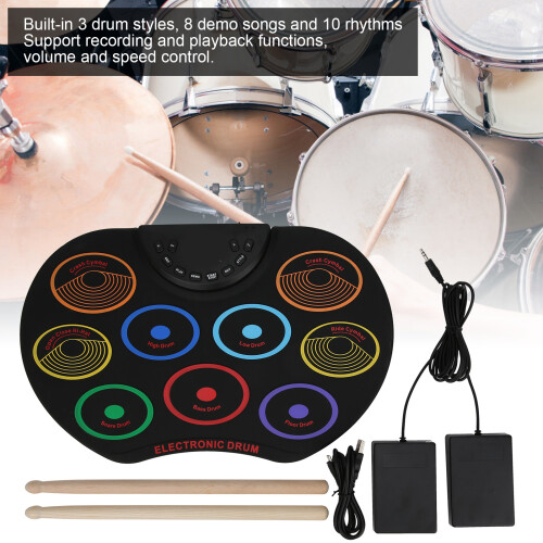 Electronic Drum Pad Portable Colored Hand Rolled Adult Beginner Percussion Instrument 2