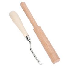 Bent Latch Hook Tool DIY Hand Made Carpet Crochet Needle Wooden Thread Cutter Set