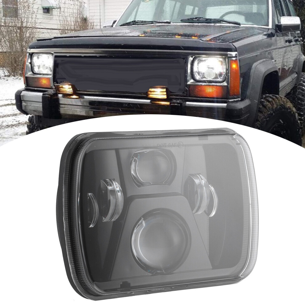 H4 7In Led Square Headlight High Brightness 12Â24V Headlamp Fit For Yj 9321323394333