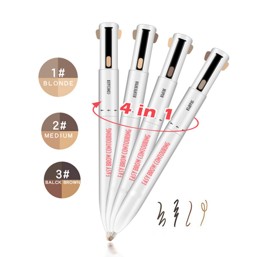 4-in-1 Eyebrow Contour Pen Waterproof Defining Highlighting Eye Brow Eyebrow Pencil Natural Brows Makeup Cosmetic Tool