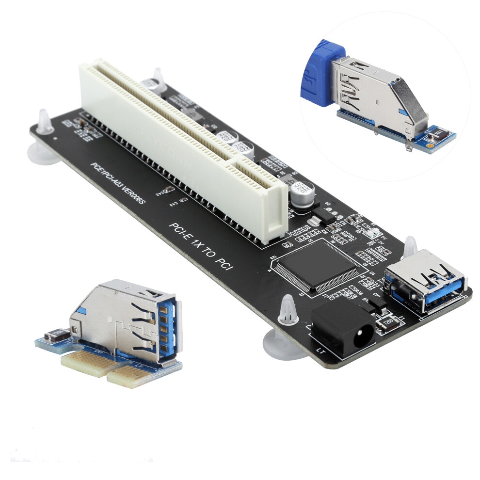 Pcie To Dual Pci Adapter Resin Riser Expansion Card With 0.6M Connecting Cable 4261323400403