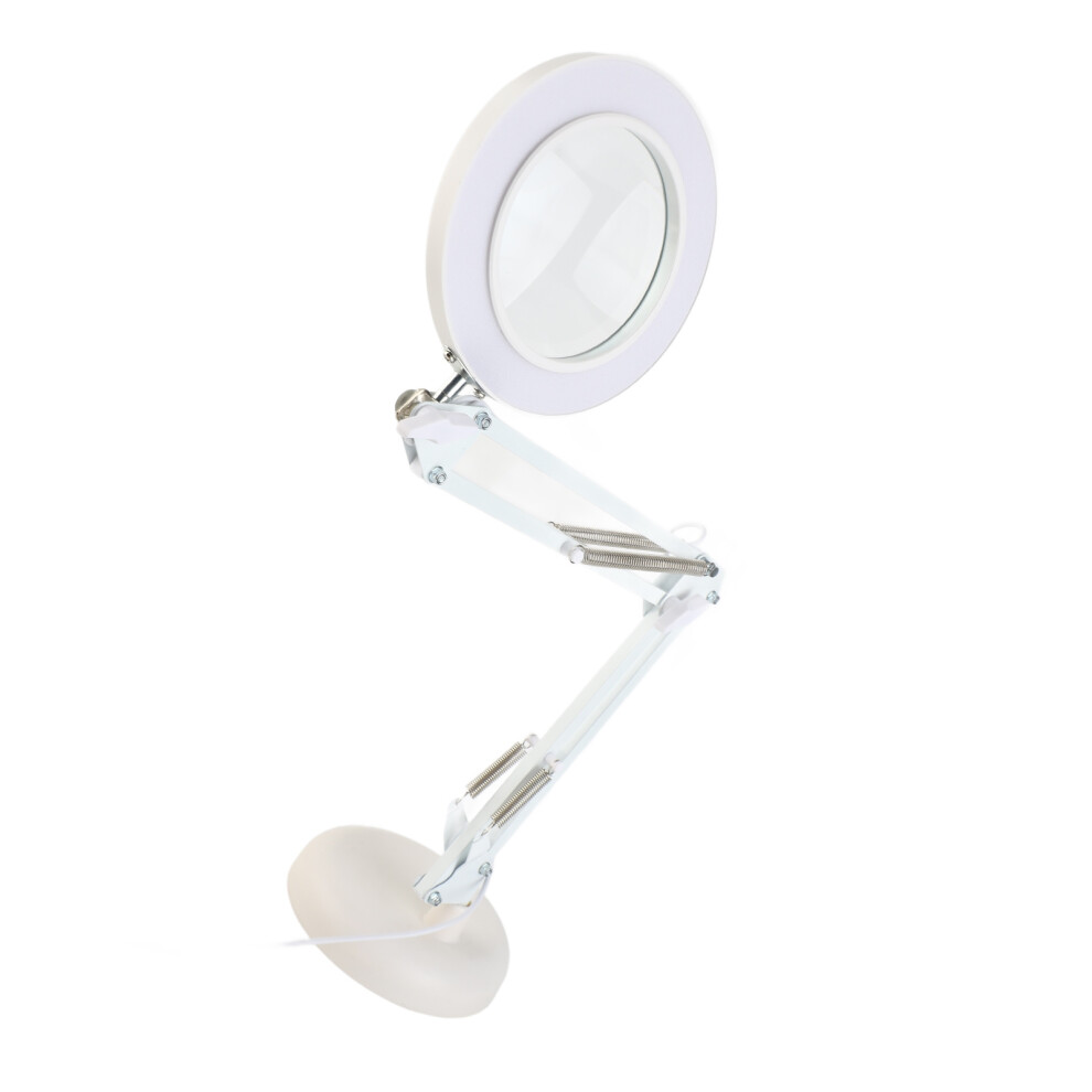 Desktop Magnifier 8X Magnification 10 Levels Adjustable Brightness 64 LEDs Magnifying Glass Desk Light with Foldable Arm for Office Engravi