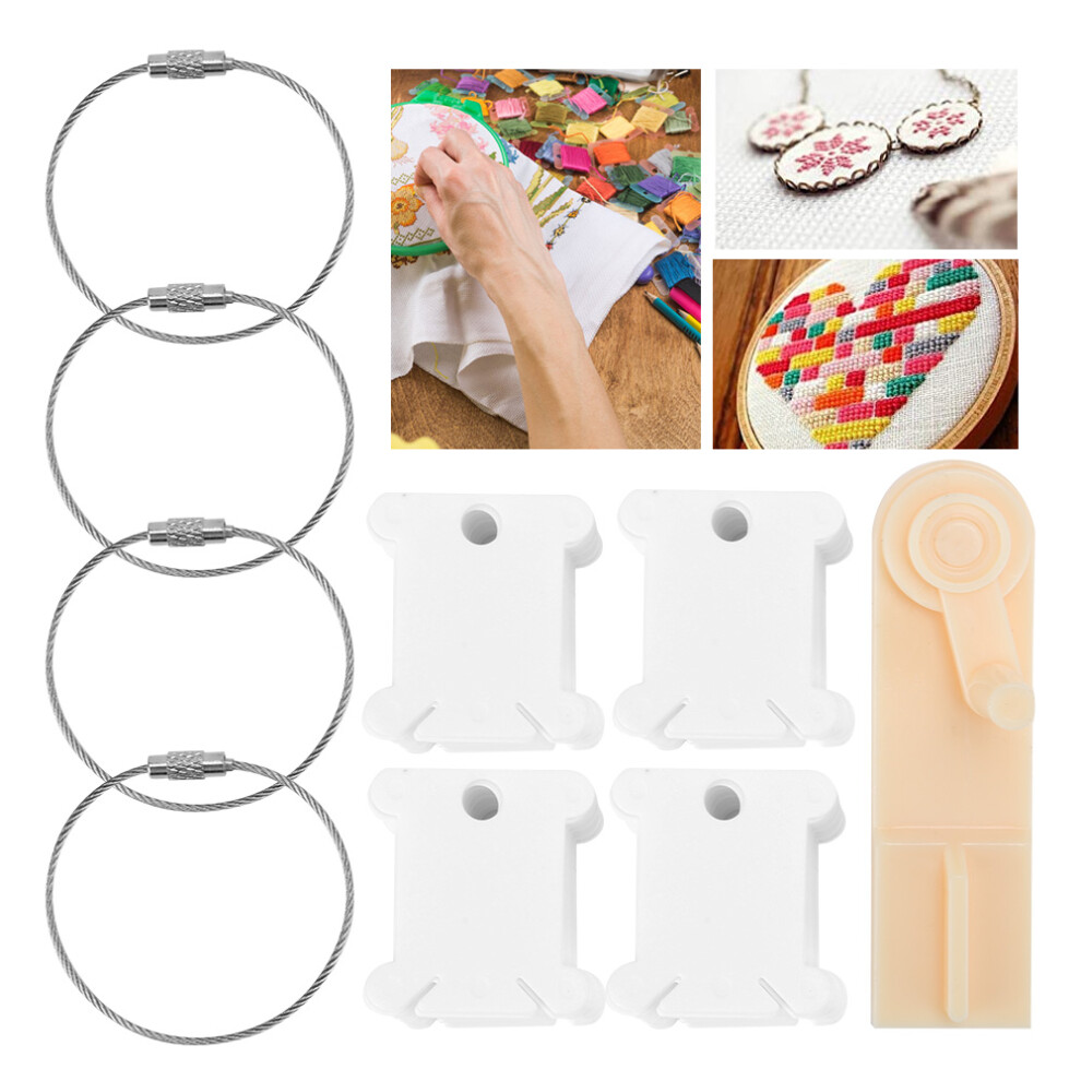 White Plastic Floss Bobbin Set Crossstitch Embroidery Thread Management Tool Manual Winding
