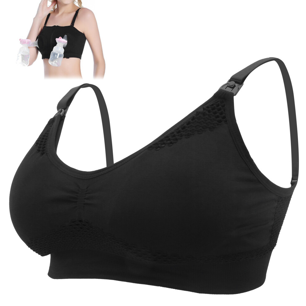 Hands Free Pumping Bra Comfortable Breathable Breast Pumping Bra Breastfeeding BraBlack XL