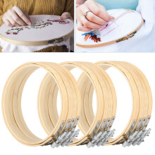 Stickrahmen aus Bambus, 12 Stück, 13 cm, verstellbare Ringe, für Kreuzstich & Nähen