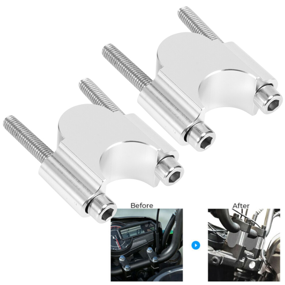 7/8In 30Mm Handlebar Risers Clamp Bars Kit Universal Parts For Motorcycle Off Road Atv( ) Silver 8421323413766