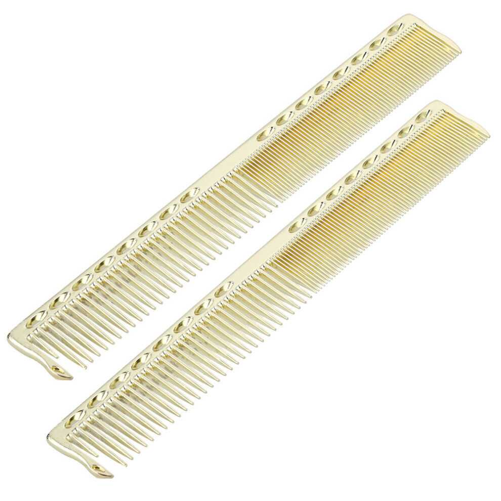 Unisex 2Pcs Professional Stainless Steel Haircut Comb Salon Hairdressing Comb Styling Toolgold