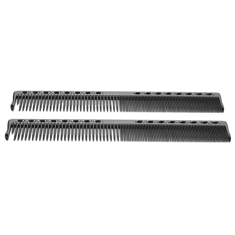 Unisex 2Pcs Professional Stainless Steel Haircut Comb Salon Hairdressing Comb Styling Toolblack