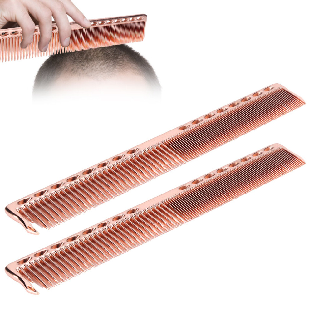 Unisex Gold 2Pcs Professional Stainless Steel Haircut Comb Salon Hairdressing Comb Styling Toolrose