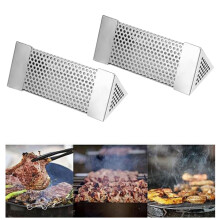 2Pcs BBQ Grill Smoker Tube Mesh Tube Pellets Smoke Box 6in Stainless Steel Barbecue AccessoryTrilateral