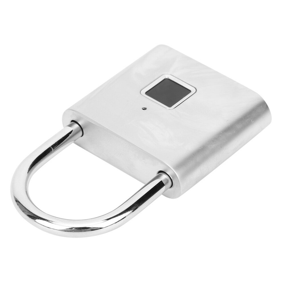 Smart Fingerprint Padlock Usb Rechargeable Security Led Lock For Backpack Luggage Cabinetsilver 8741323424419