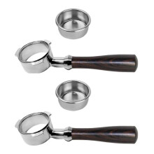 2Pcs 54Mm Bottomless Portafilter - Fits Breville Barista Express, Pro, Press ,2 X Filter Basket. (Wood)-19528