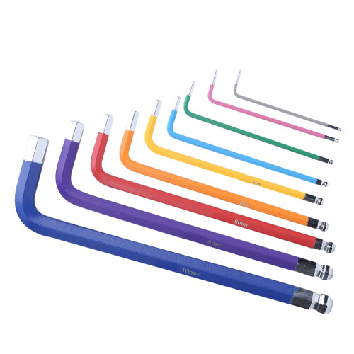Hex Socket Wrench Set CRV Flat Head Extended Spraying Plastics Hex Key Tools Set Colourful Type E