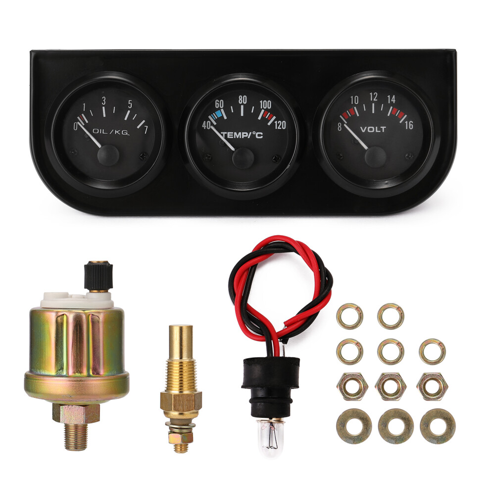 52Mm 3-In-1 Volt Meter+Water Temp Gauge+Oil Gauge Kit Volt Meter Or Oil Temperature Gauge 4681323430437