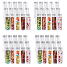 60Pcs 110Ml Plastic Test Tube,Clear Flat Test Tubes,Plastic Test Tubes With Screw Caps For Candy,Beans,Party