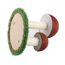 Cat Scratch Post Tower Carpet Pole Large Wear Resistant Toy Brown Mushroom and Lawn