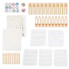 Hair Pin Silicone Molds Art DIY HandMade Girl Hairpin Crystal Epoxy Mold Package Set
