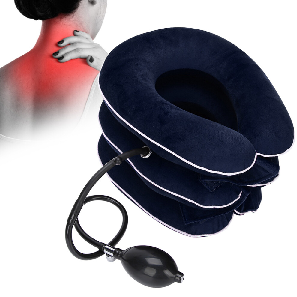 Air Inflatable Cervical Collar Neck Traction Support Pain Relief Massage Neck StretcherBlue