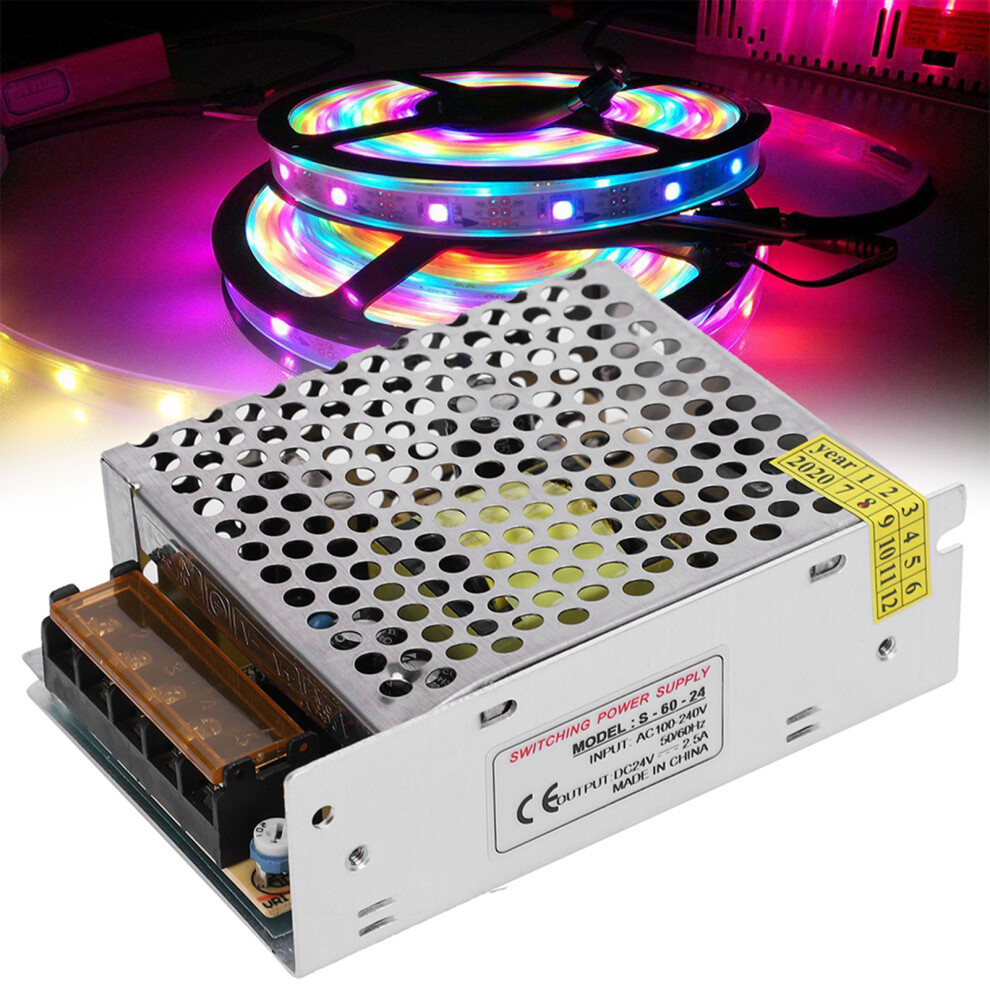 Switch Power Supply Driver Adapter Aluminum Alloy Dc24v Led Screen Strip Light 3D Printer(S-60-24Ï¼24V 2.5A 60Wï¼Ac100-240V ) 4931323438545