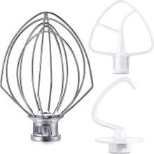AD-Blender Kit for K45DH Dough Hook,K45WW Wire Whip,K45B Coated Flat Blade Scraper,3 Pcs Bowl Vertical