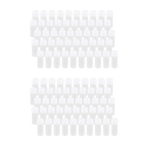 AD-100X Plastic Sample Bottle 5Ml Test Tube Lab Small Vial Storage Container + Lid-6034