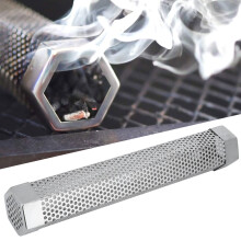 Portable 12in Stainless Steel BBQ Smoker Tube Barbecue Accessory for Electric Gas Charcoal Grill SmokersHexagonal