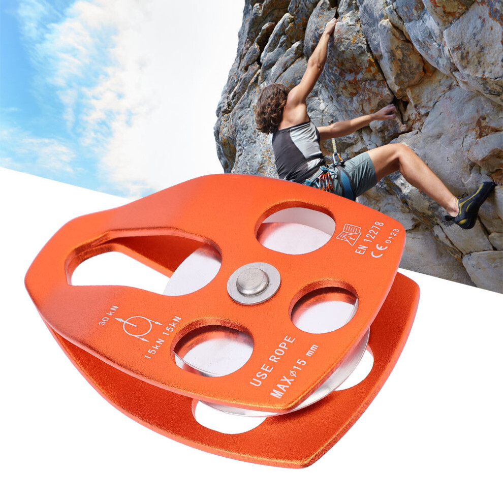 30Kn Large Single Pulley Bearing Sheave Sliding Side Plate For Rescue Outdoor Rock Climbing Aerial Workingorange 8791323443576