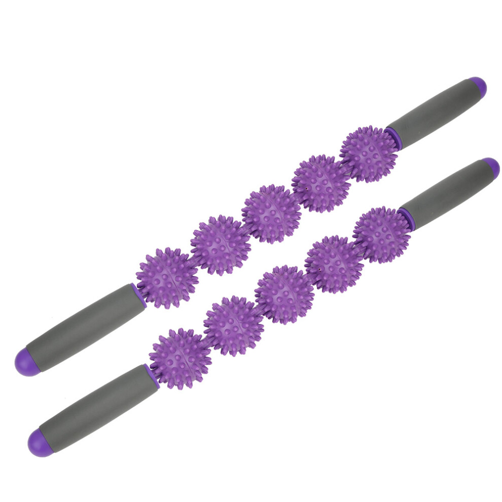 2Pcs Massage Stick Muscle Relaxation Massager Five Balls Spiky Fascia Rods Yoga Roller