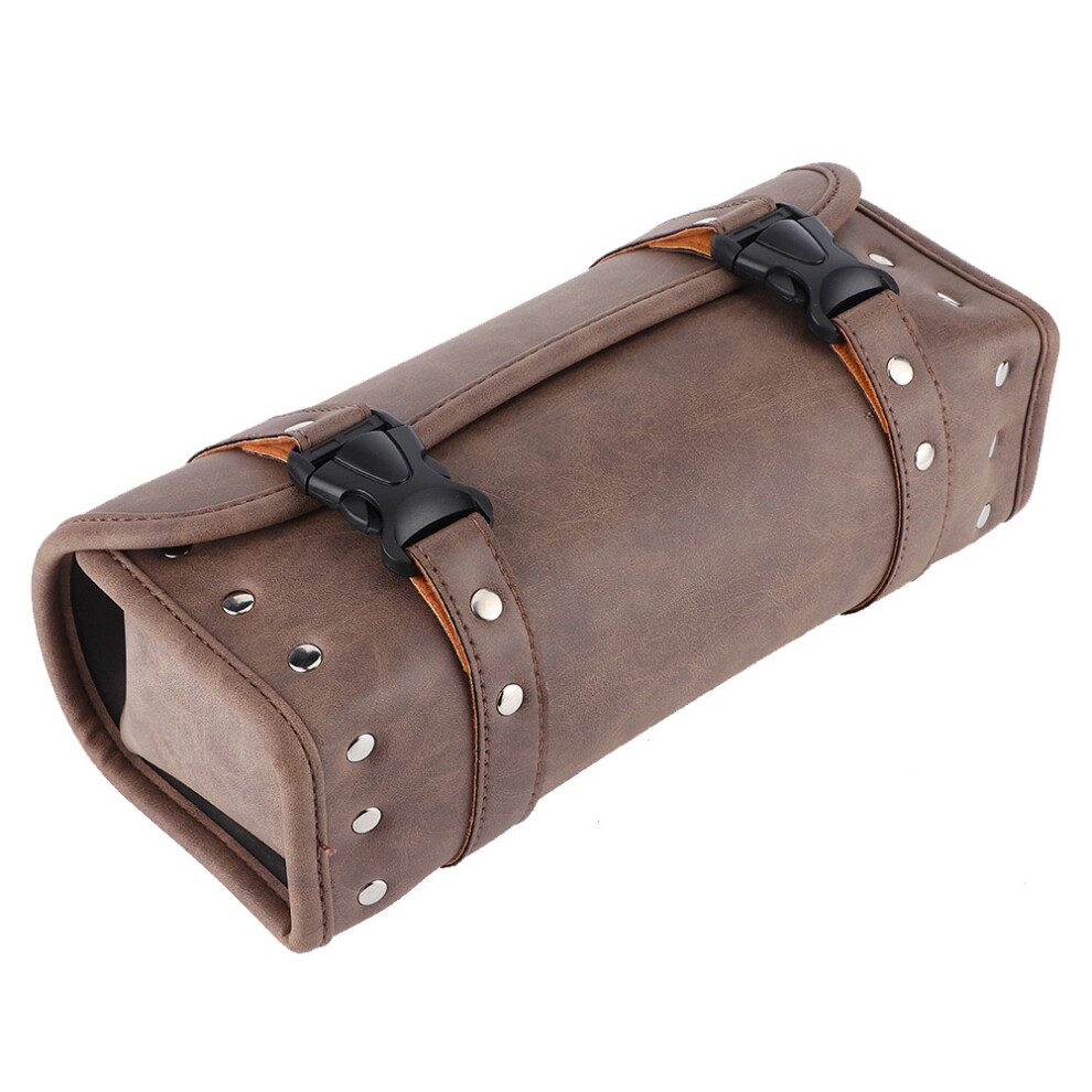 Vintage PU Leather Side Saddle Bags Tool Storage Pouch Brown Color Universal for Motorcycle