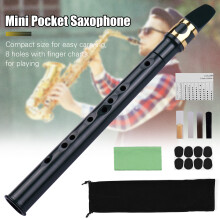8-hole Mini Pocket Saxophone ABS with Alto Mouthpiece Ligature Reeds Dental Pads Finger Charts Cleaning Cloth Carrying Bag