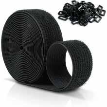 Wiederverwendbare Klettbänder, 10 m x 25 mm, verstellbare Kabel mit 50 Kunststoffschnallen, VHV
